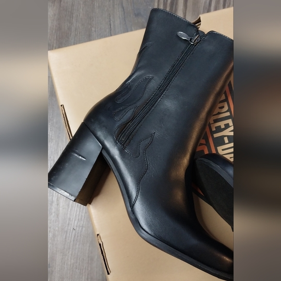 Vintage Harley-Davidson flame chunky high heel ankle boots - Picture 3 of 13
